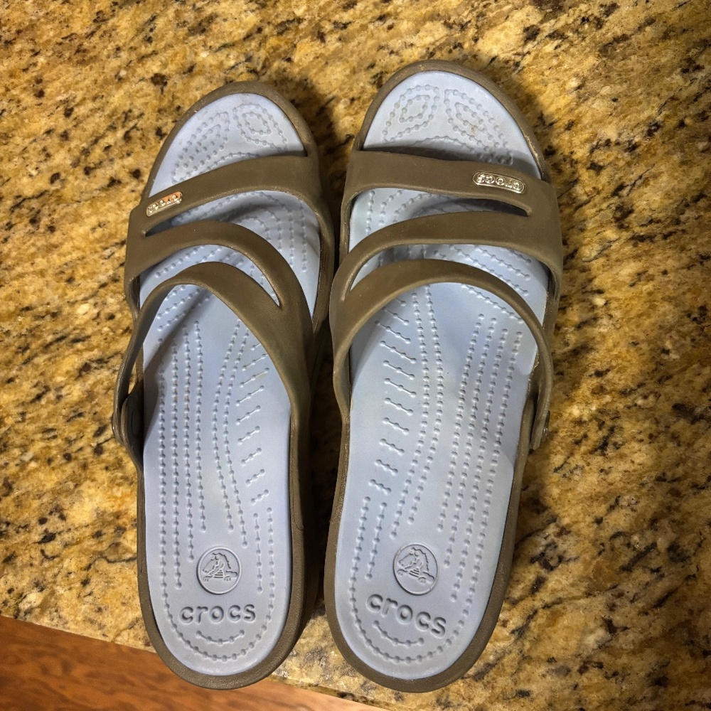 Grey Crocs Patricia Wedges